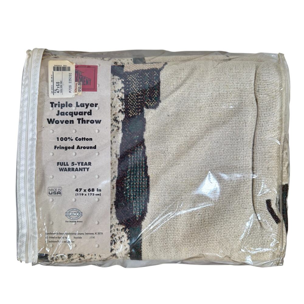 Home Improvement VTG NOS Unopened 1990s Cotton 47" x 68" Tapestry Blanket - Picture 2 of 8